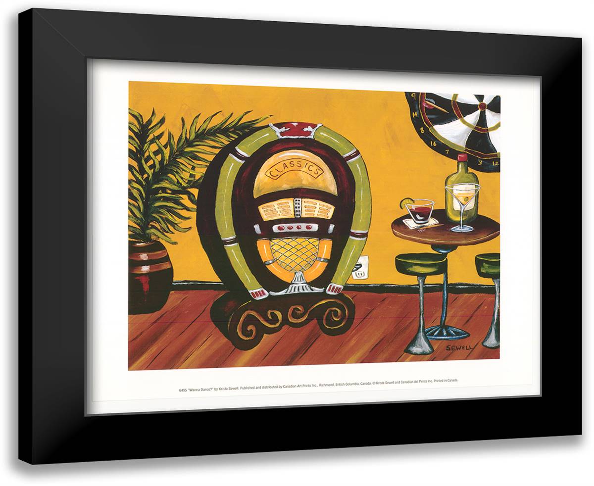 Wanna Dance? 16x14 Black Modern Wood Framed Art Print Poster by Sewell, Krista