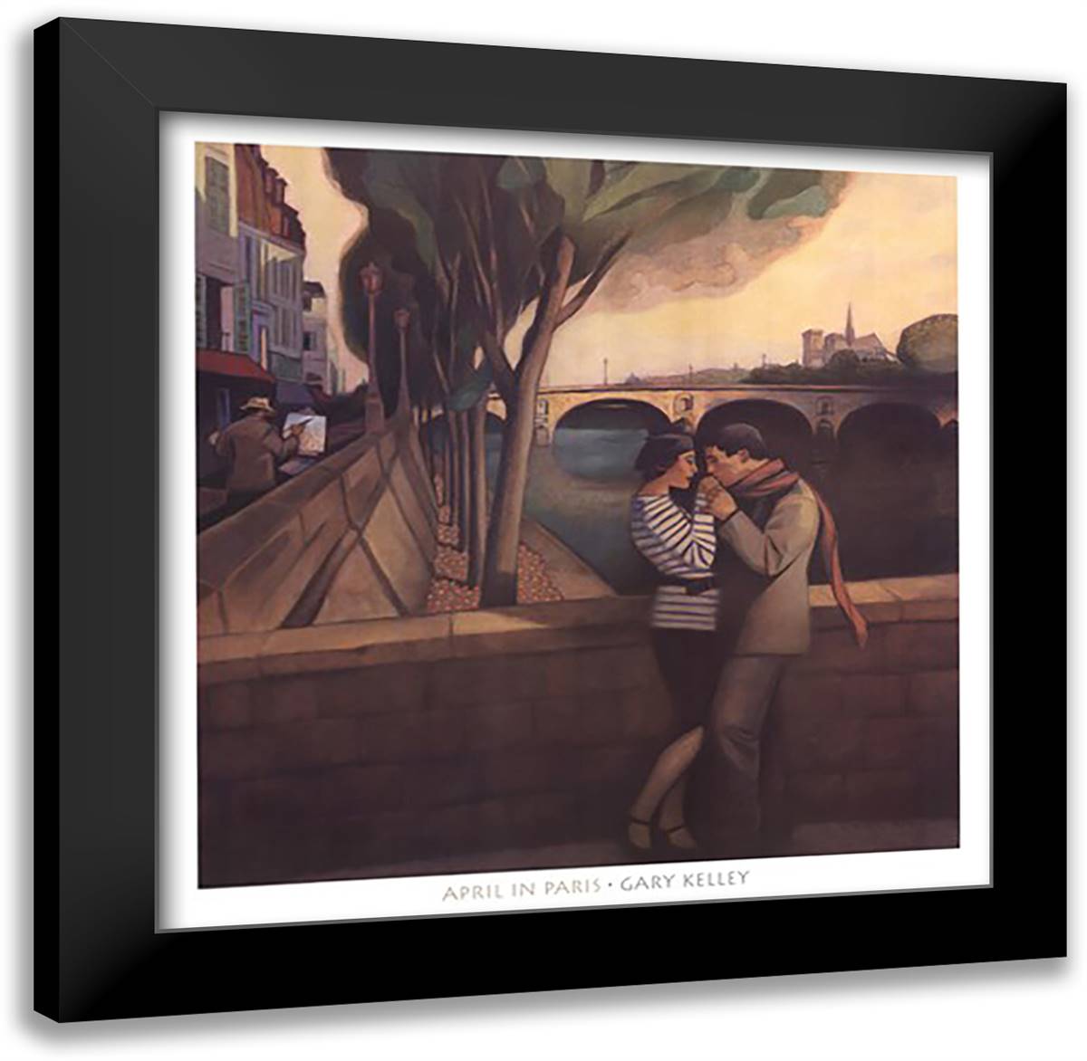 April in Paris 28x28 Black Modern Wood Framed Art Print Poster by Kelley, Gary