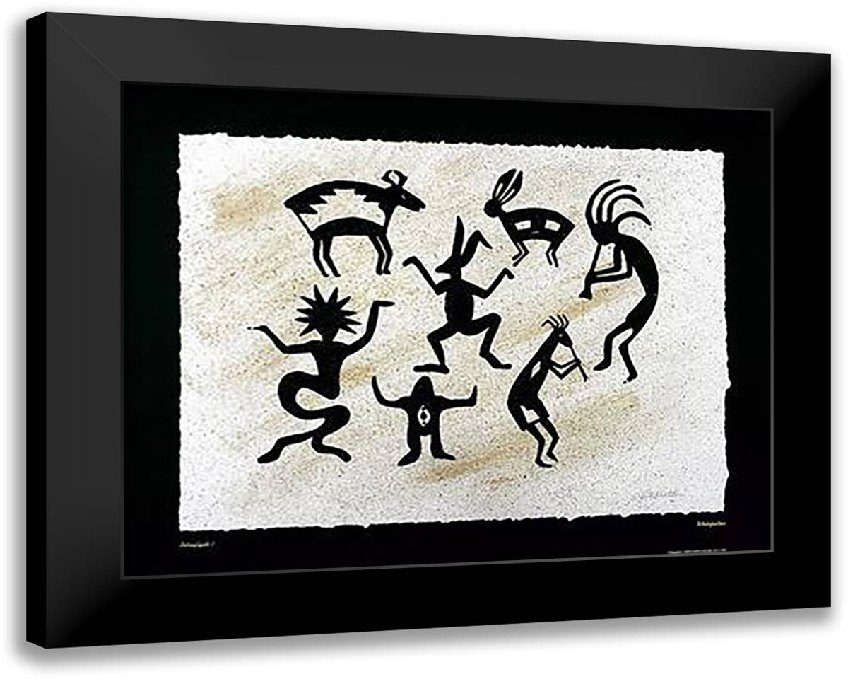 Petroglyph I 28x22 Black Modern Wood Framed Art Print Poster by Whitefeather