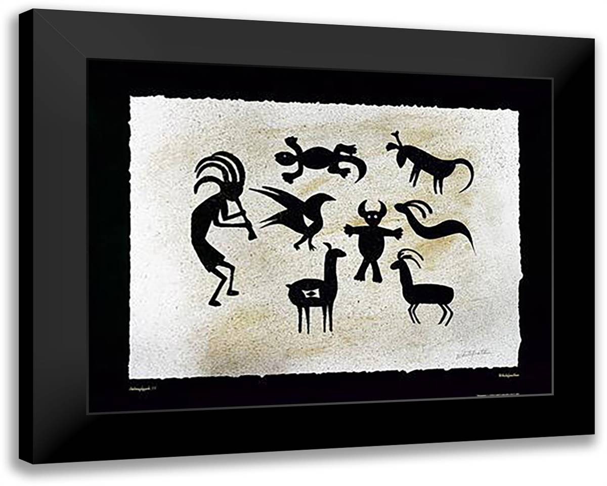 Petroglyph II 28x22 Black Modern Wood Framed Art Print Poster by Whitefeather