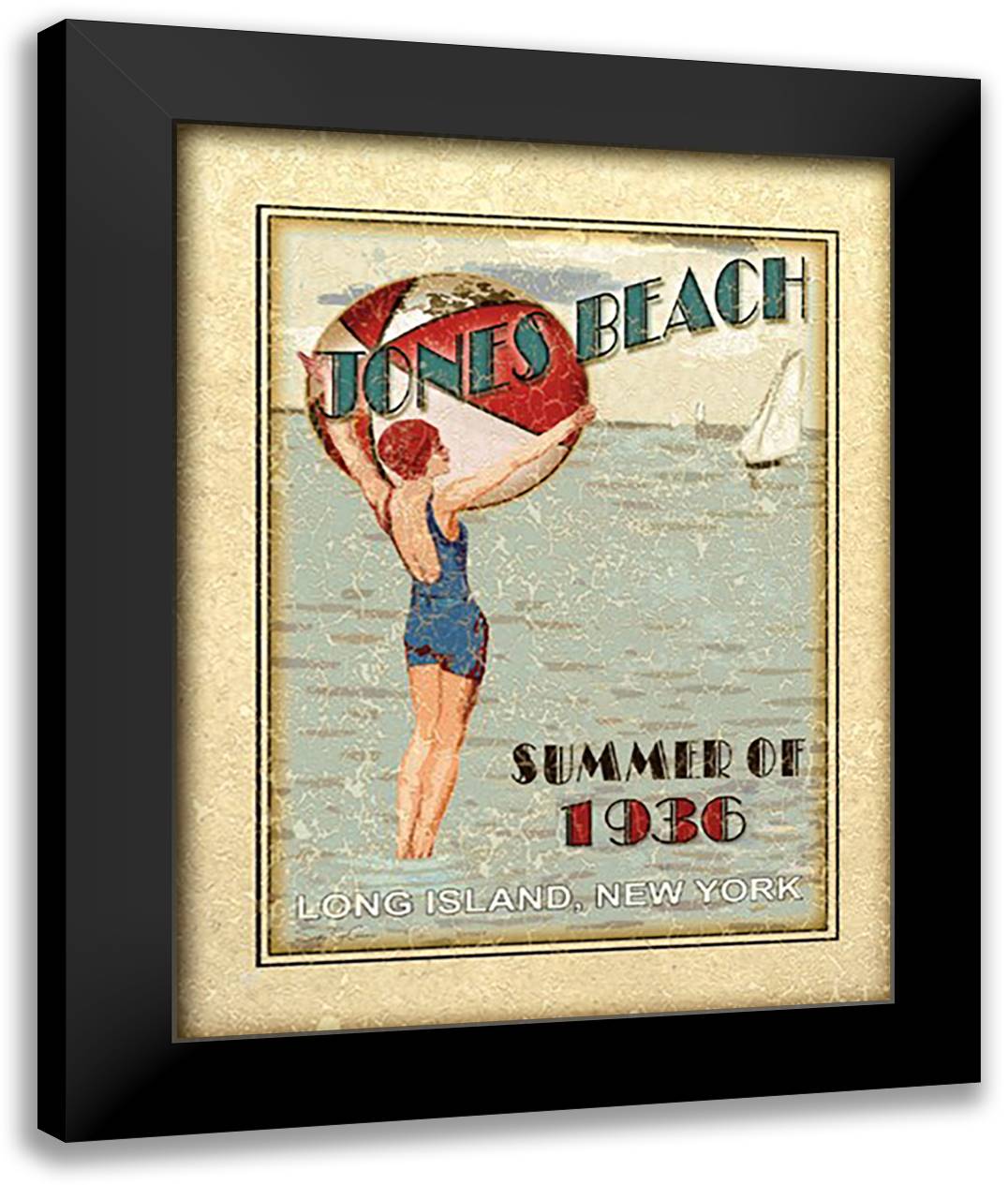 Sally ray Cairns - Jones Beach Size 20x24 Black Modern Wood Framed Art Print Poster by Cairns, Sally Ray