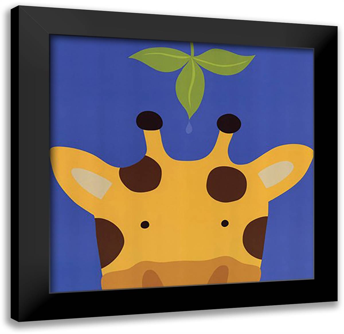 Peek-A-Boo Giraffe 16x16 Black Modern Wood Framed Art Print Poster by Lau, Yuko