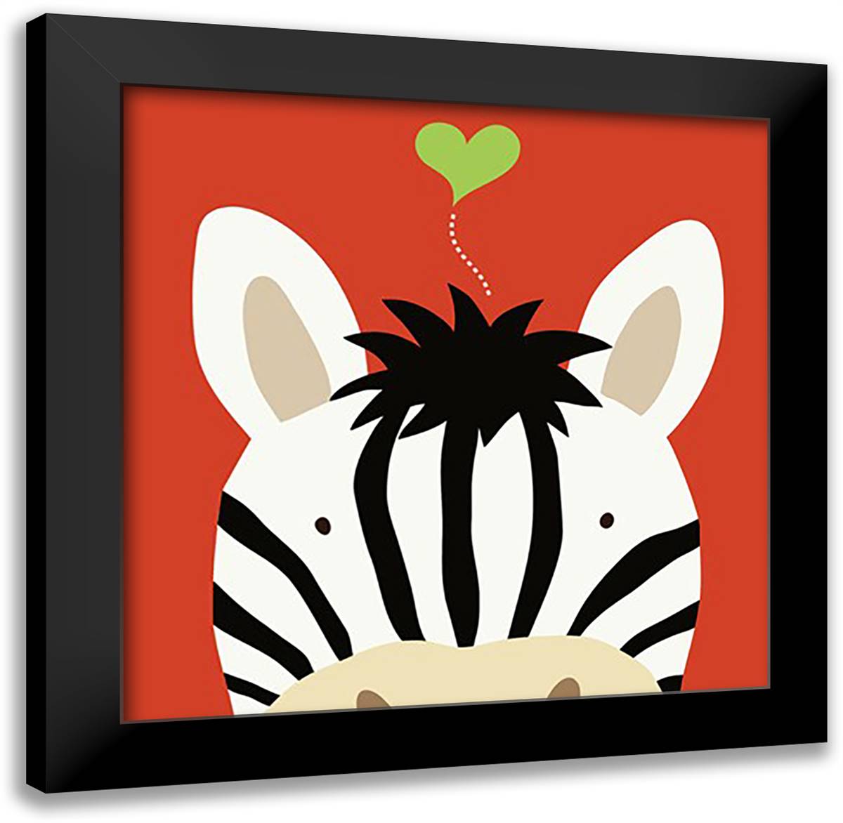 Peek-A-Boo Zebra 16x16 Black Modern Wood Framed Art Print Poster by Lau, Yuko