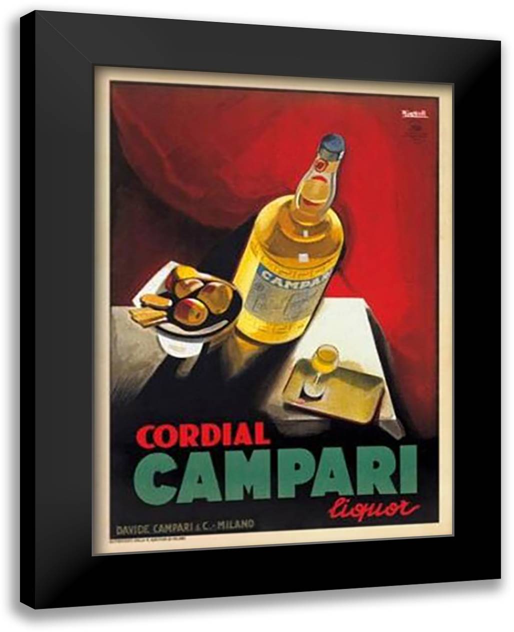 Cordial Campari, 1926 28x36 Black Modern Wood Framed Art Print Poster by Nizzoli, Marcello