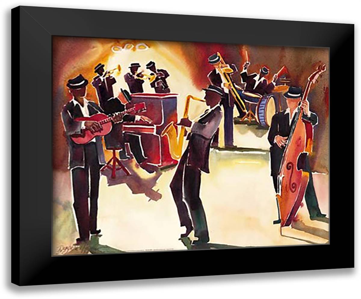 Jazz Classics 24x20 Black Modern Wood Framed Art Print Poster by Hoover, Deborah