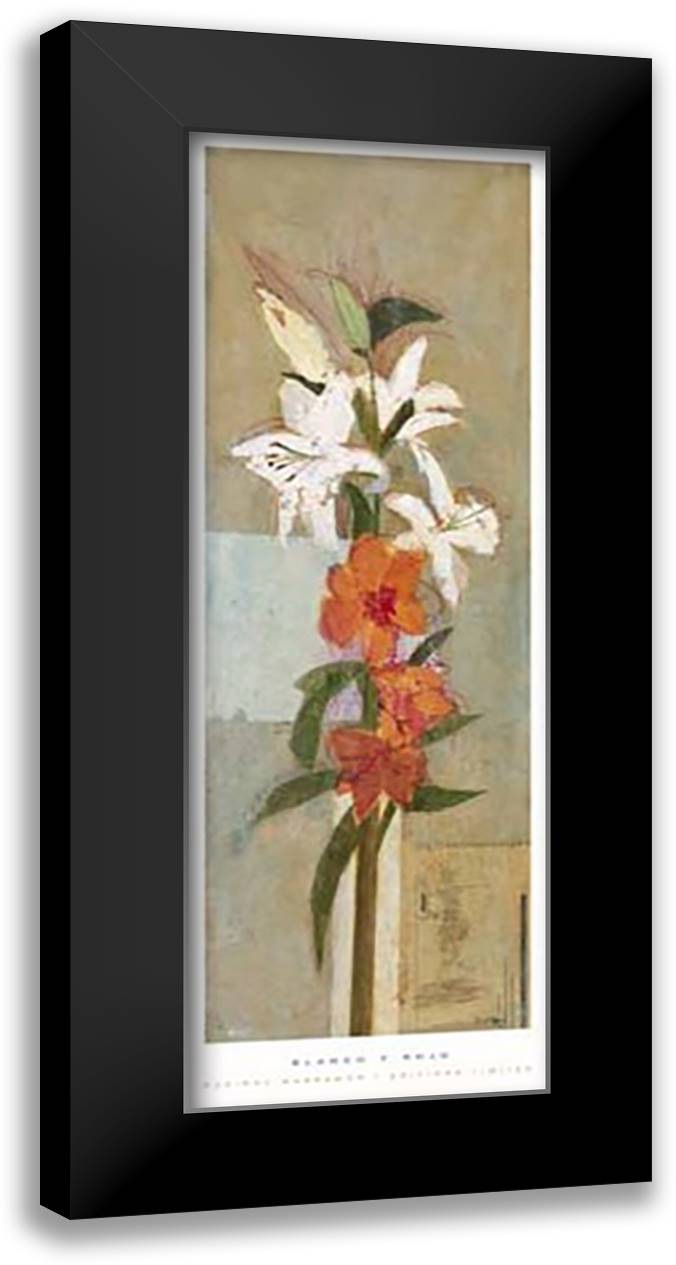 Blanco y Rojo 16x40 Black Modern Wood Framed Art Print Poster by Masramon, Rusinol