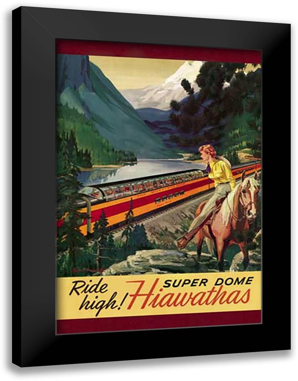 Hiawatha 1956 28x40 Black Modern Wood Framed Art Print Poster by Krantz, Ray