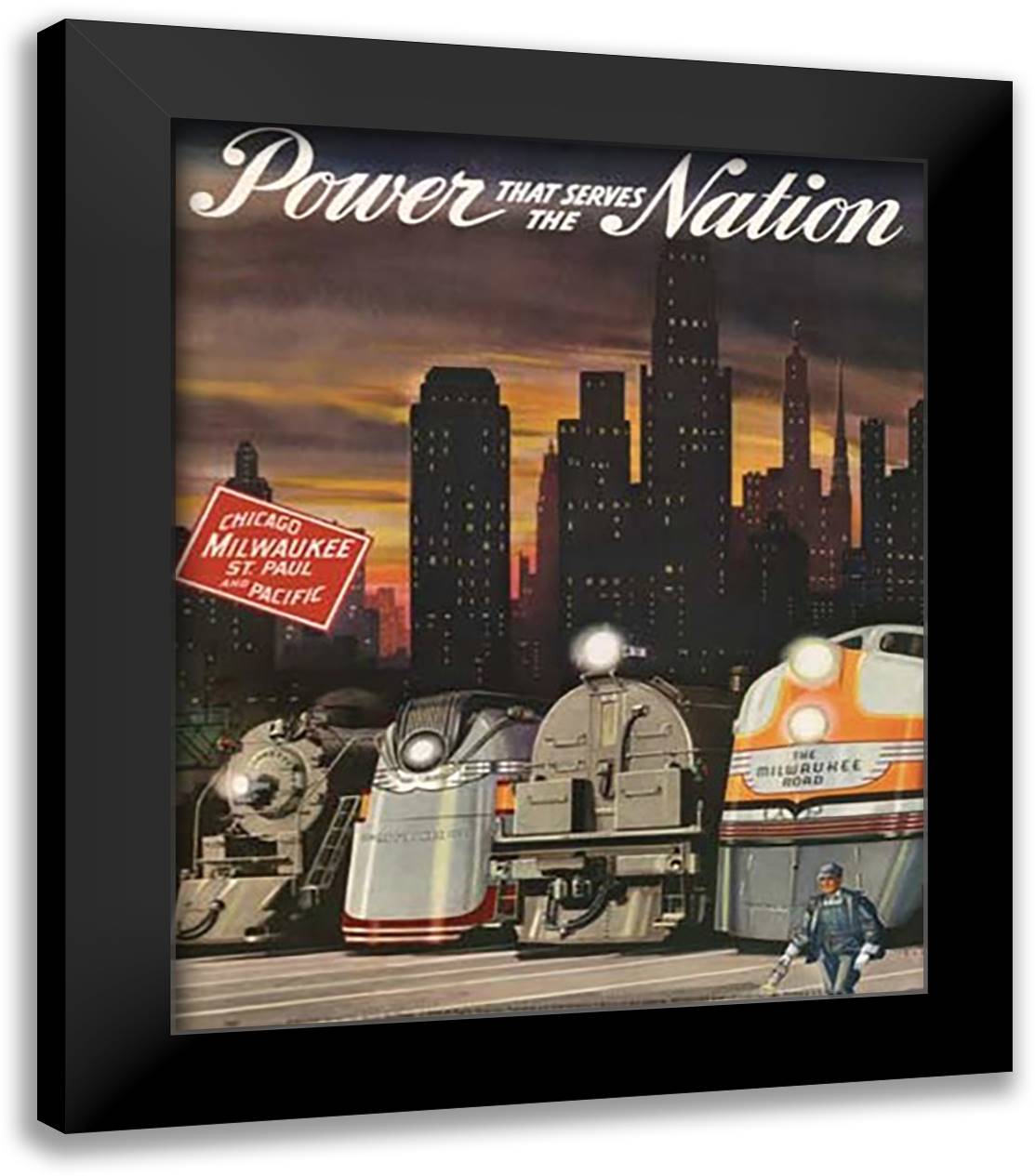 Power that serves the Nation 15x18 Black Modern Wood Framed Art Print Poster by Chase, Libby