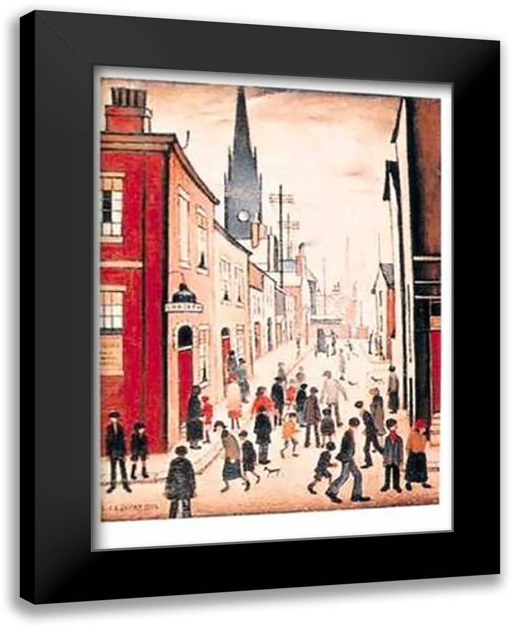Organ Grinder 24x32 Black Modern Wood Framed Art Print Poster by Lowry, Lawrence Stephen