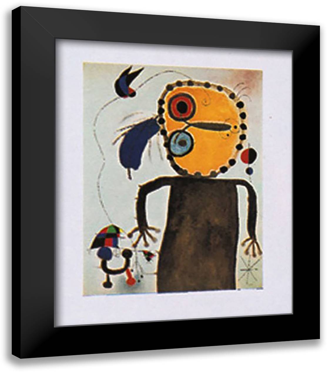 Chasing Disk 20x24 Black Modern Wood Framed Art Print Poster by Miro, Joan