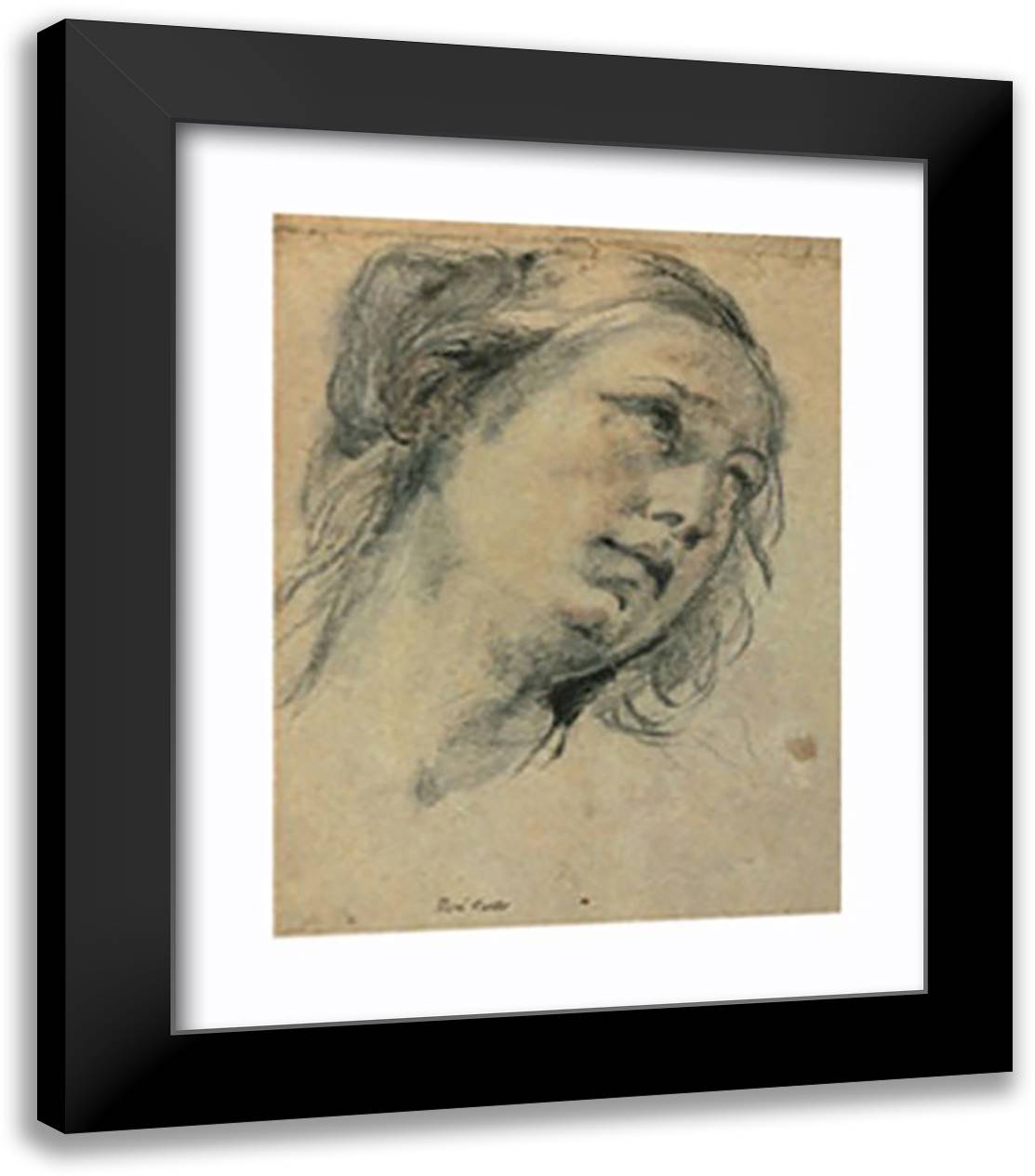 Testa Di Donna 20x24 Black Modern Wood Framed Art Print Poster by Reni, Guido