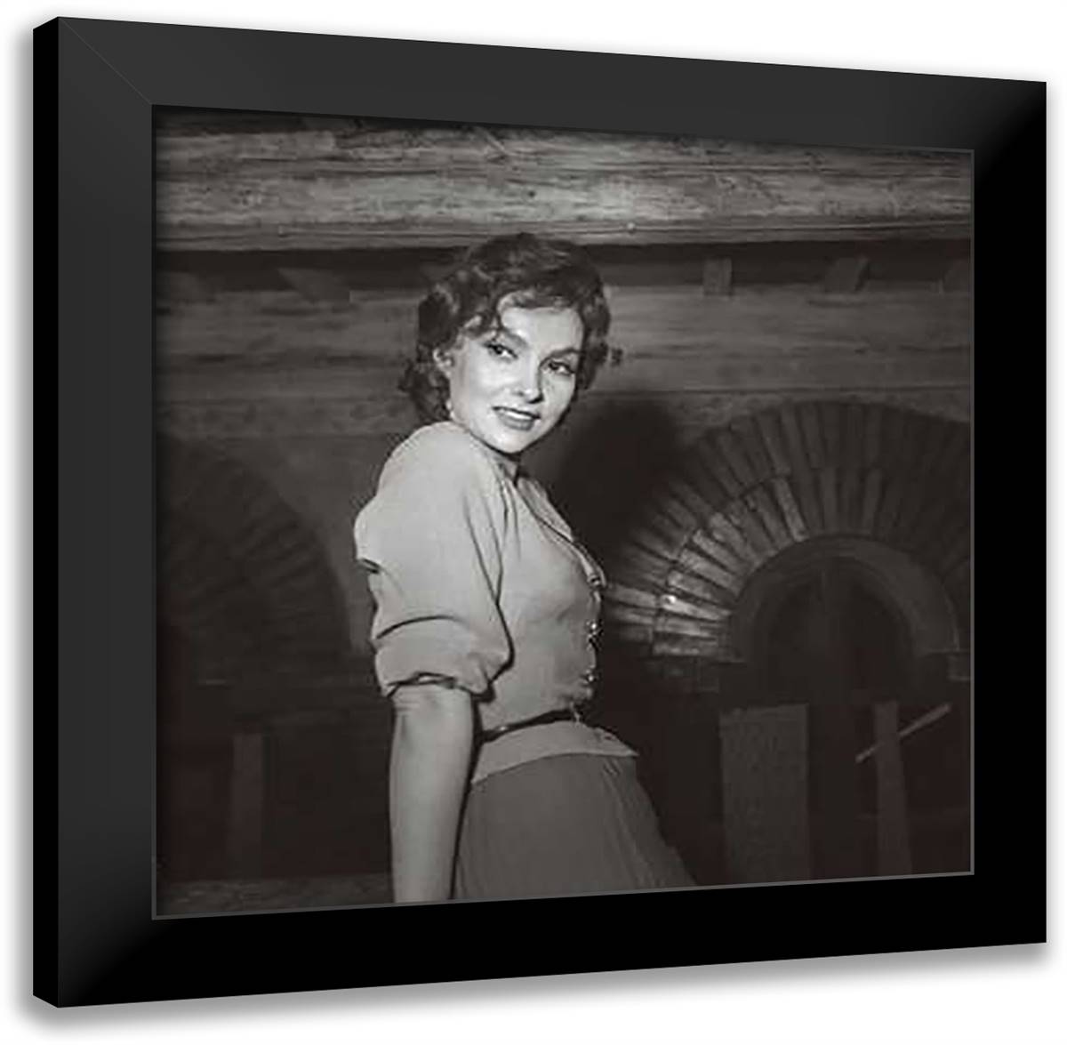 Gina Lollobrigida 24x20 Black Modern Wood Framed Art Print Poster by Palmas, Giuseppe