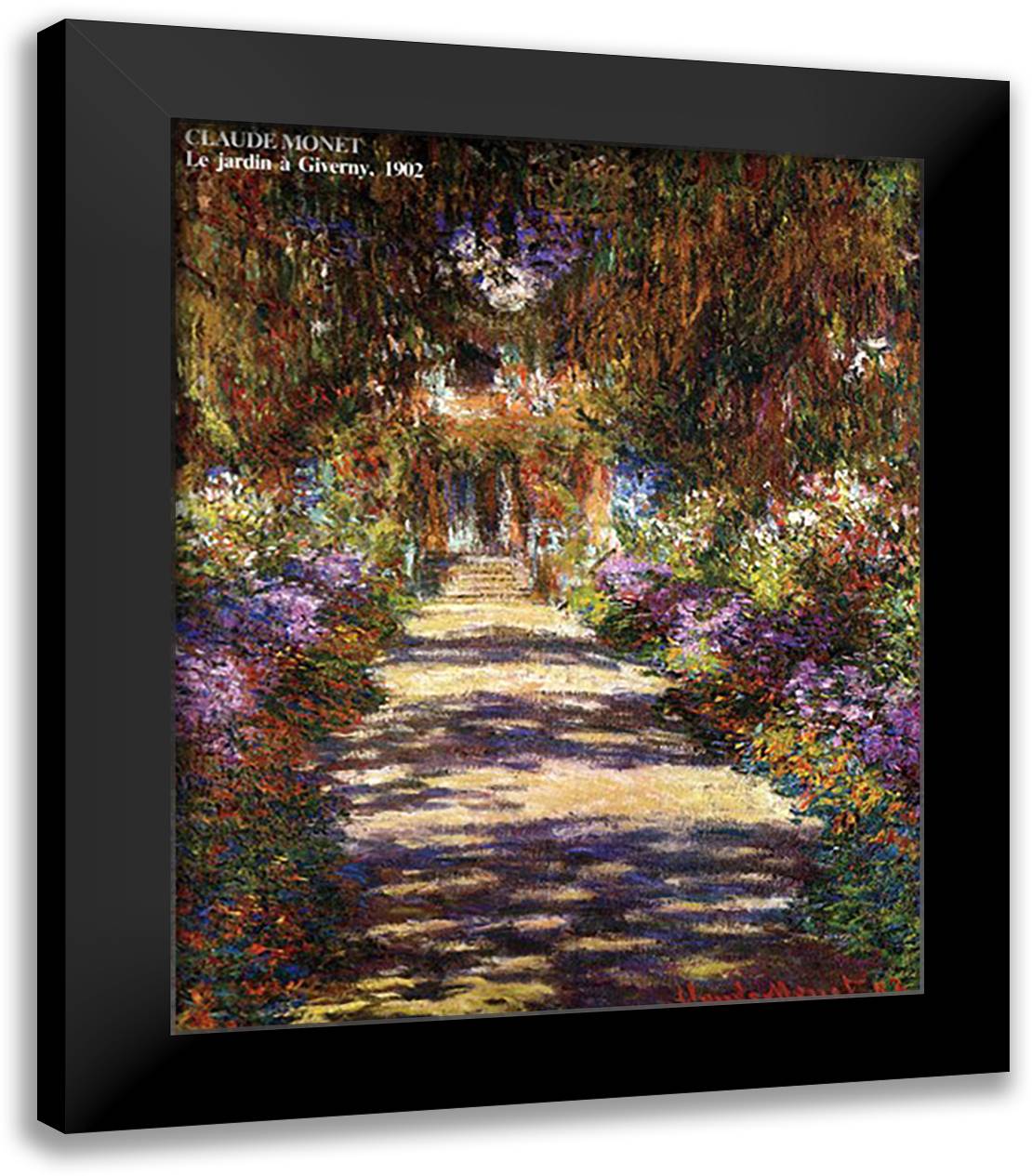 Jardin a Giverny 20x24 Black Modern Wood Framed Art Print Poster by Monet, Claude