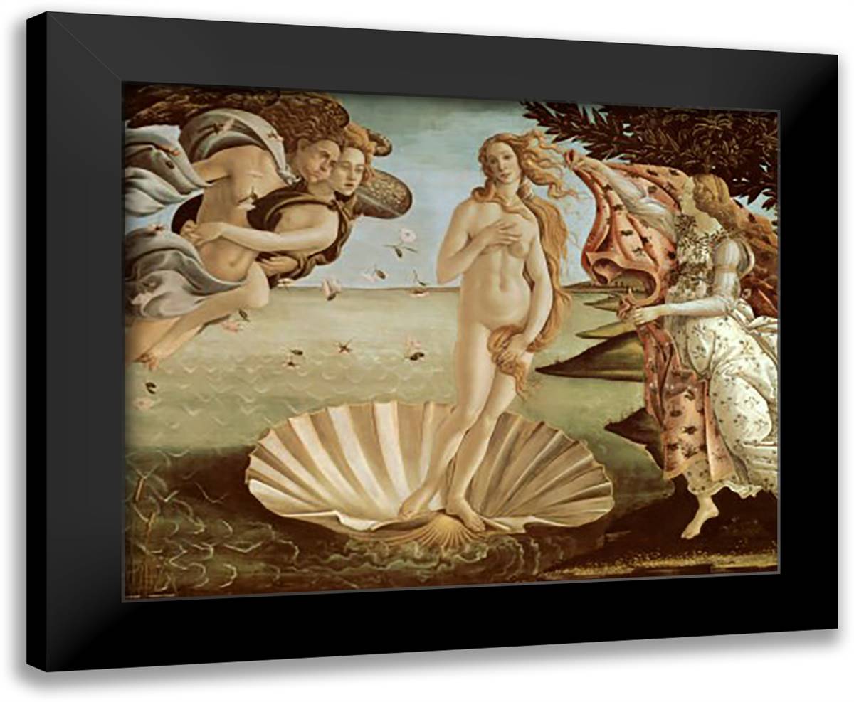 Birth of Venus 24x20 Black Modern Wood Framed Art Print Poster by Botticelli, Sandro