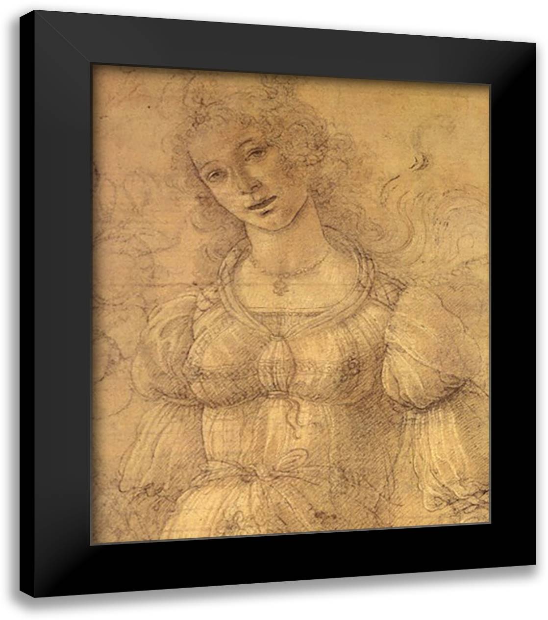Drawing of a Woman 20x24 Black Modern Wood Framed Art Print Poster by Botticelli, Sandro