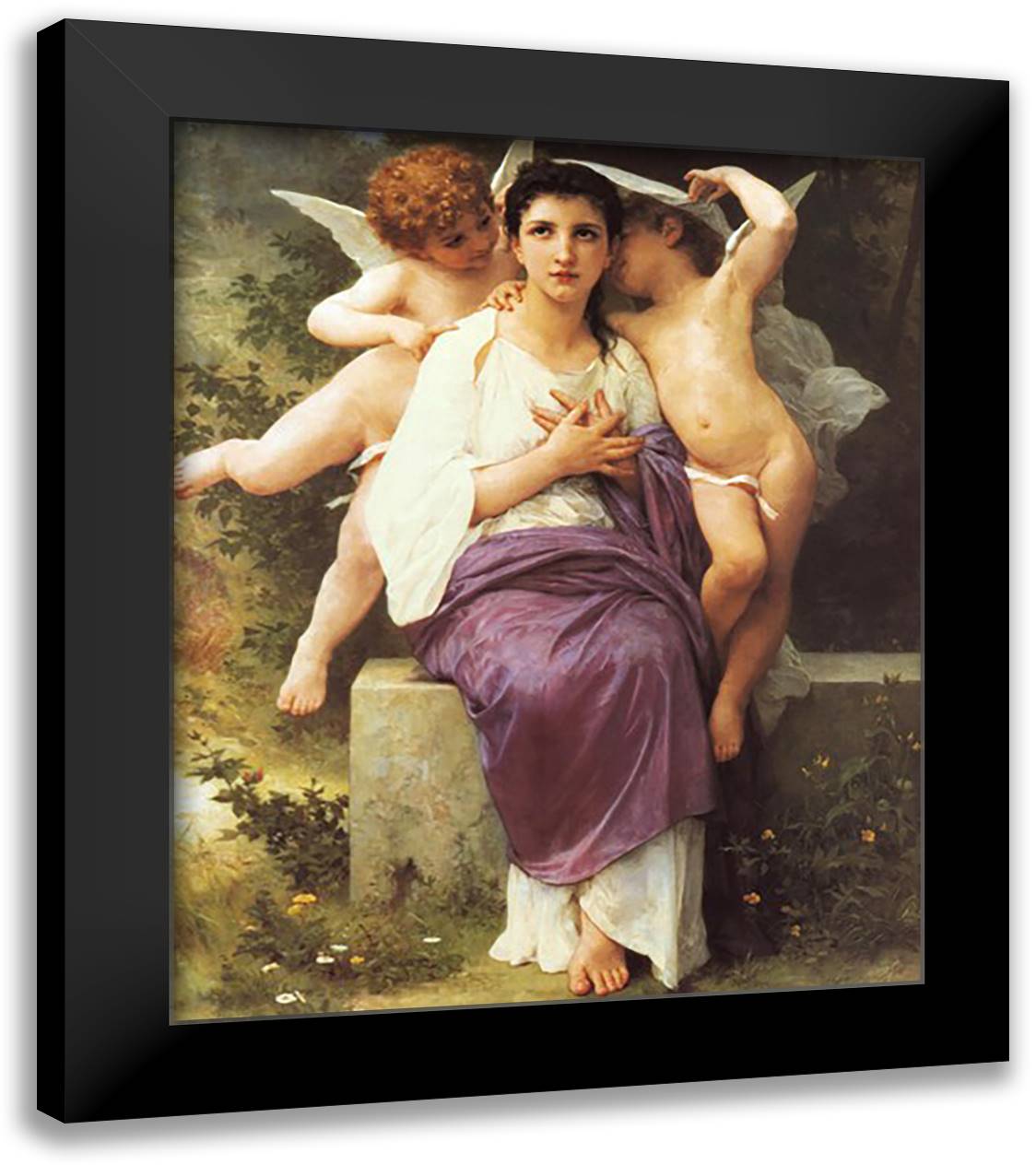 Awakening Heart 20x24 Black Modern Wood Framed Art Print Poster by Bouguereau, William Adolphe