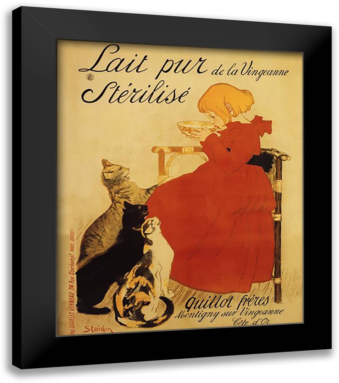 Lait Pur Sterilise 20x24 Black Modern Wood Framed Art Print Poster by Steinlen, Theophile-Alexandre