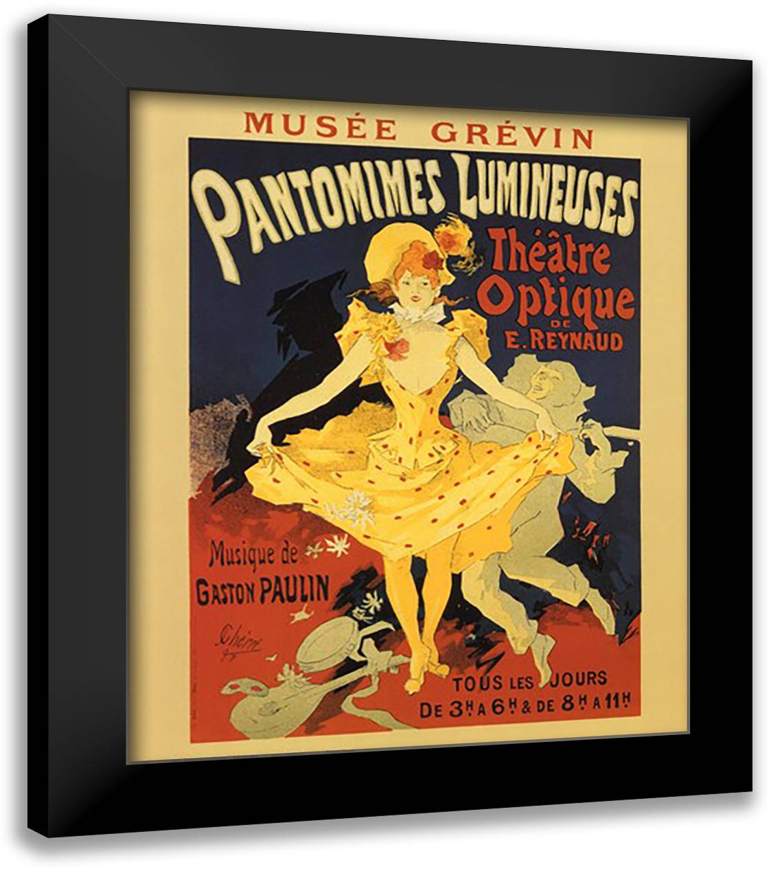 Pantomines Lumineuses 20x24 Black Modern Wood Framed Art Print Poster by Cheret, Jules