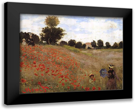 Coquelicots 24x20 Black Modern Wood Framed Art Print Poster by Monet, Claude