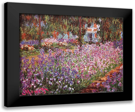 The Artist's Garden at Giverny, c.1900 24x20 Black Modern Wood Framed Art Print Poster by Monet, Claude