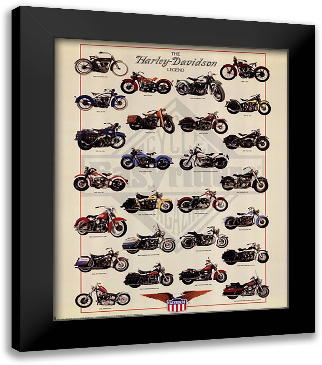 Harley Davidson Legend 20x24 Black Modern Wood Framed Art Print Poster