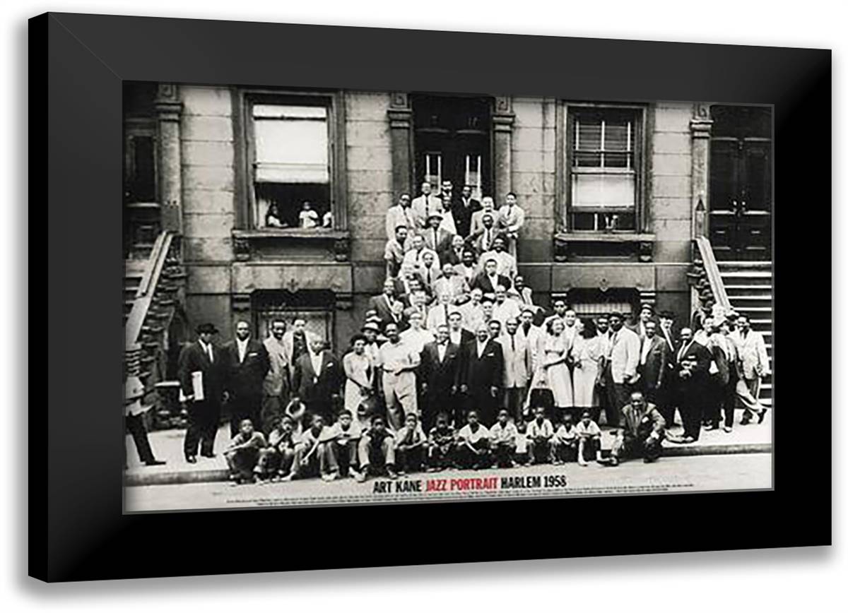 Jazz Portrait (Harlem 1958) 39x28 Black Modern Wood Framed Art Print Poster by Kane, Art