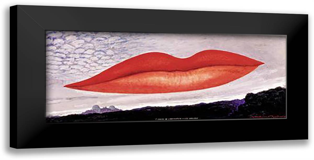 Lips (Heure de l'Observatoire) 28x13 Black Modern Wood Framed Art Print Poster by Man Ray