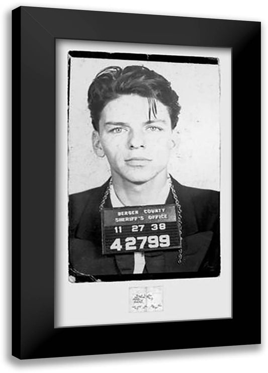 Frank Sinatra-Mugshot 24x39 Black Modern Wood Framed Art Print Poster
