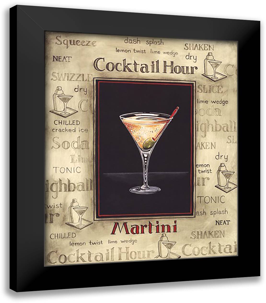 Martini 20x24 Black Modern Wood Framed Art Print Poster by Gorham, Gregory