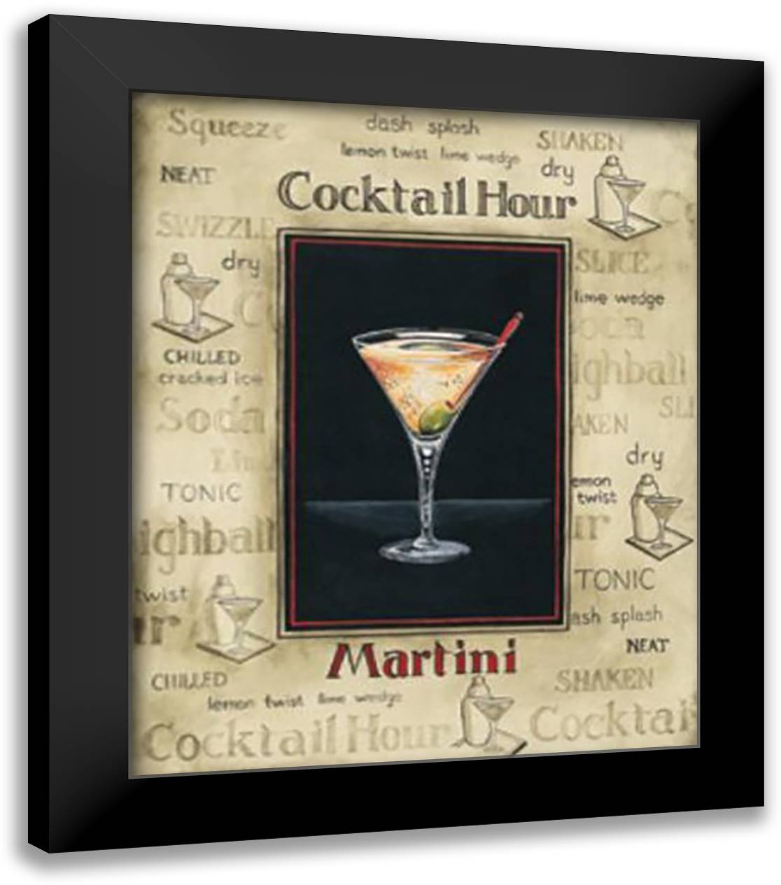 Martini - Mini 12x14 Black Modern Wood Framed Art Print Poster by Gorham, Gregory