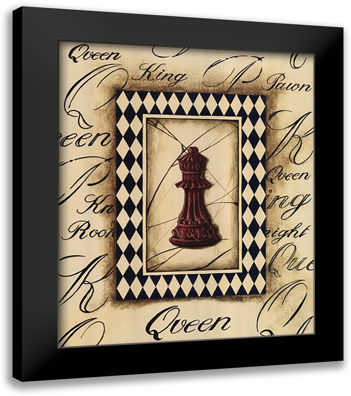 Chess Queen 20x24 Black Modern Wood Framed Art Print Poster by Gorham, Gregory