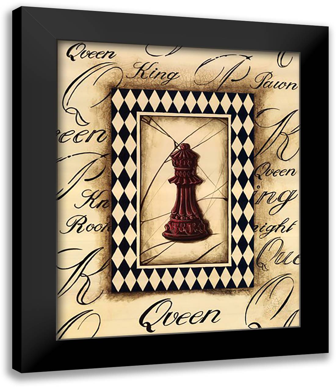 Chess Queen 20x24 Black Modern Wood Framed Art Print Poster by Gorham, Gregory