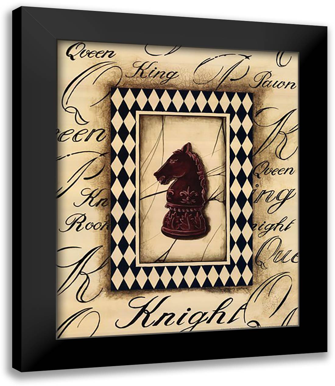 Chess Knight 20x24 Black Modern Wood Framed Art Print Poster by Gorham, Gregory