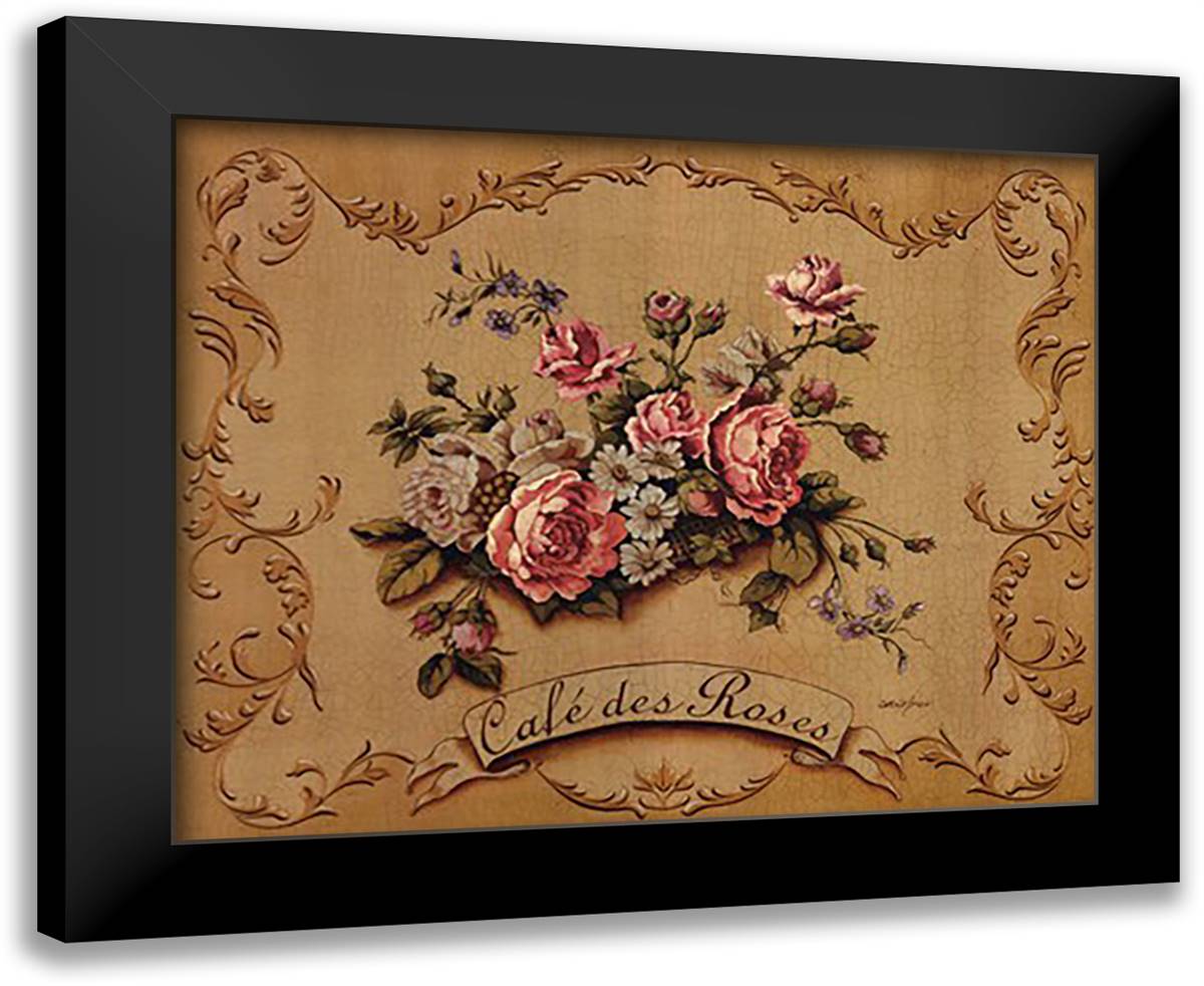 Cafe Des Roses 24x20 Black Modern Wood Framed Art Print Poster by Jones, Catherine