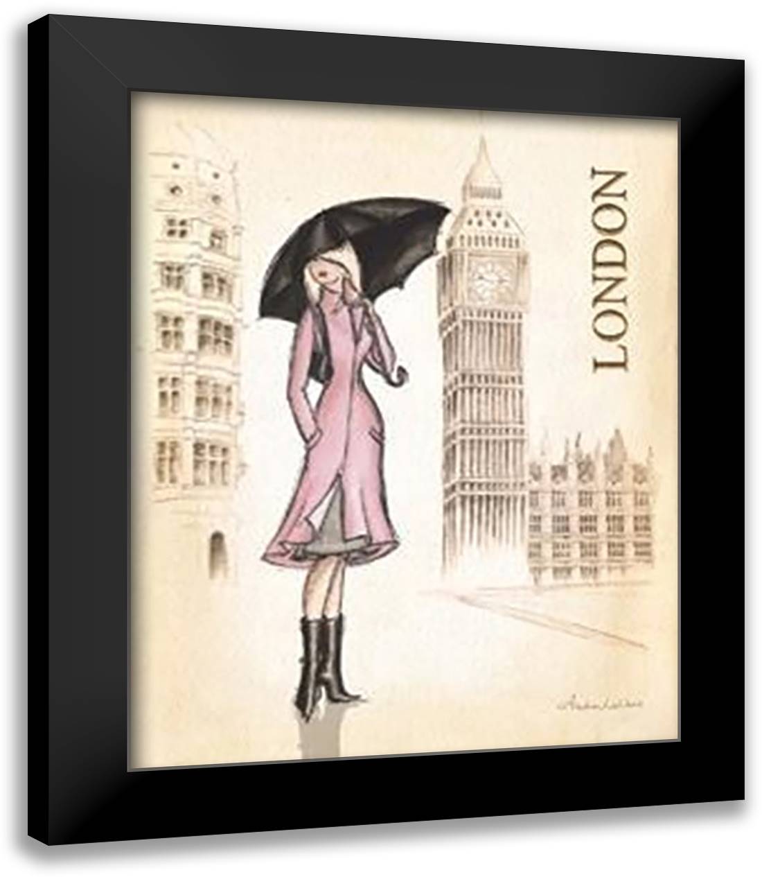 London 15x18 Black Modern Wood Framed Art Print Poster by Laliberte, Andrea