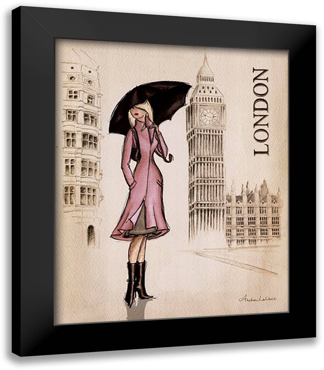 London 15x18 Black Modern Wood Framed Art Print Poster by Laliberte, Andrea