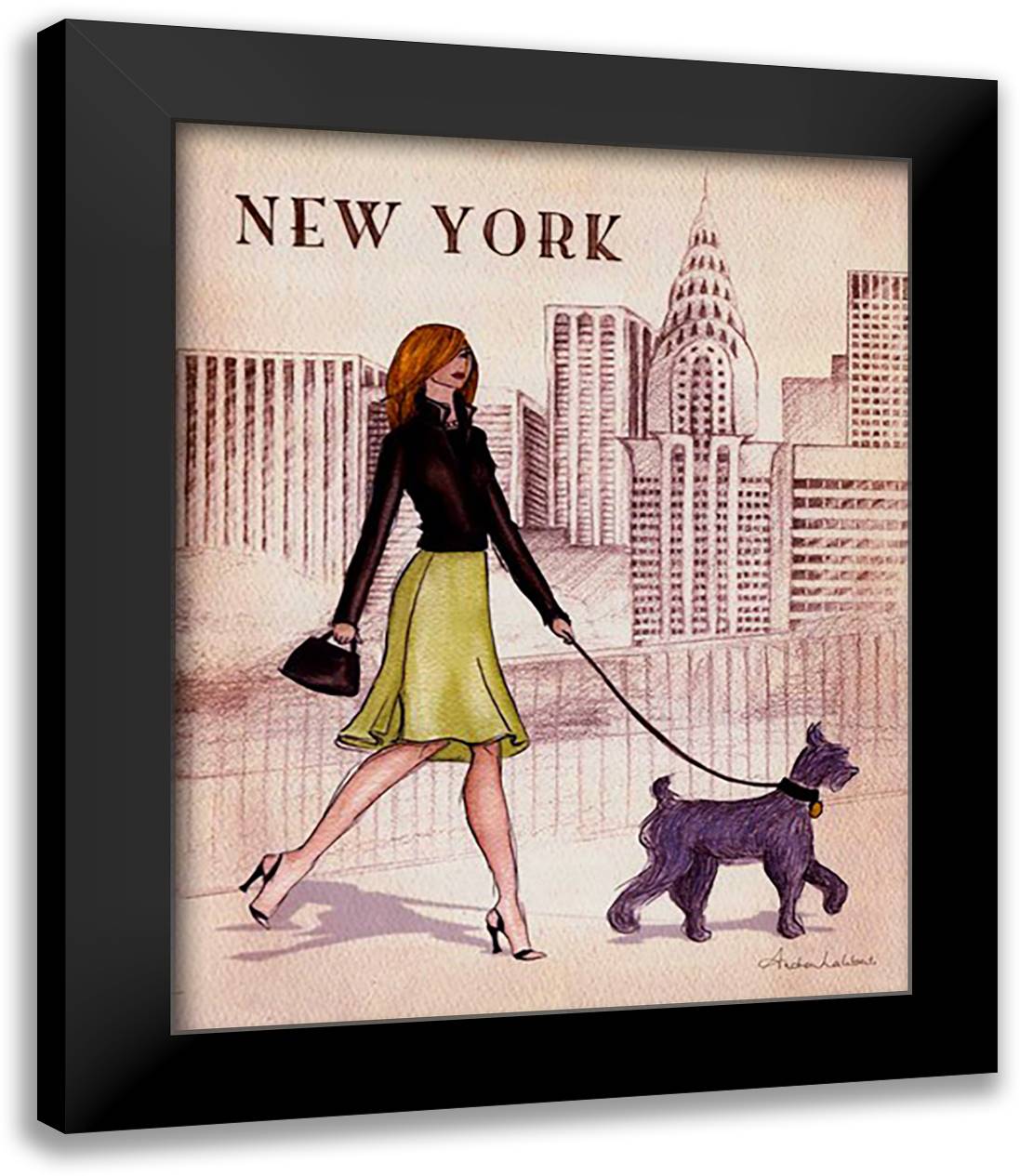 New York 15x18 Black Modern Wood Framed Art Print Poster by Laliberte, Andrea