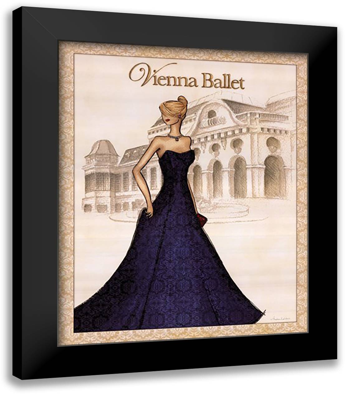 Ballet 20x24 Black Modern Wood Framed Art Print Poster by Laliberte, Andrea