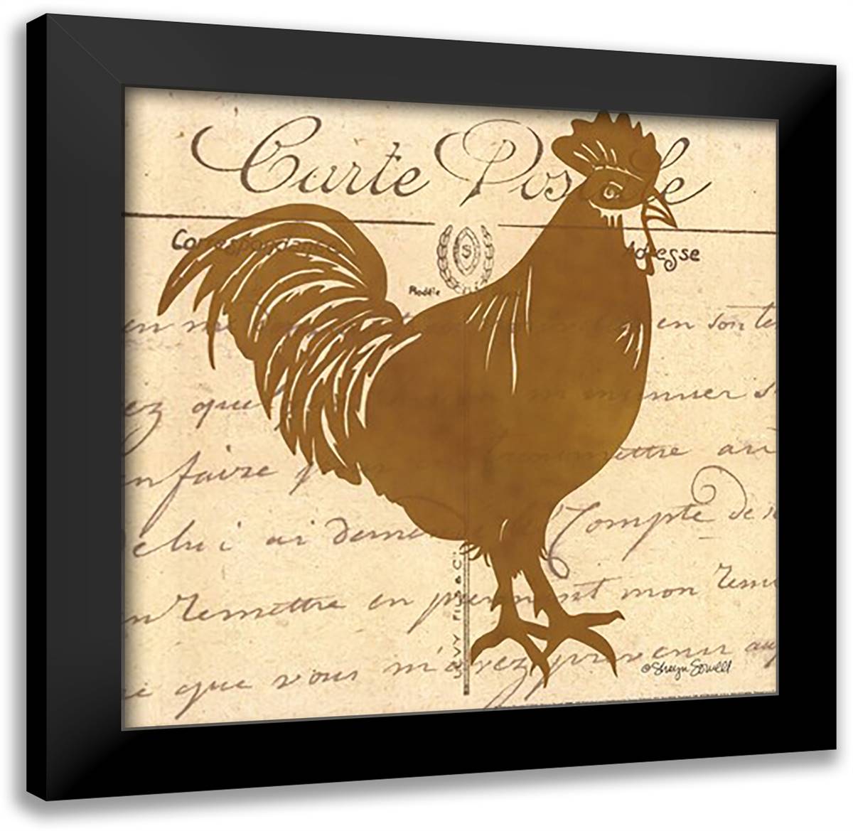 Tuscan Rooster I 16x16 Black Modern Wood Framed Art Print Poster by Sowell, Sharyn
