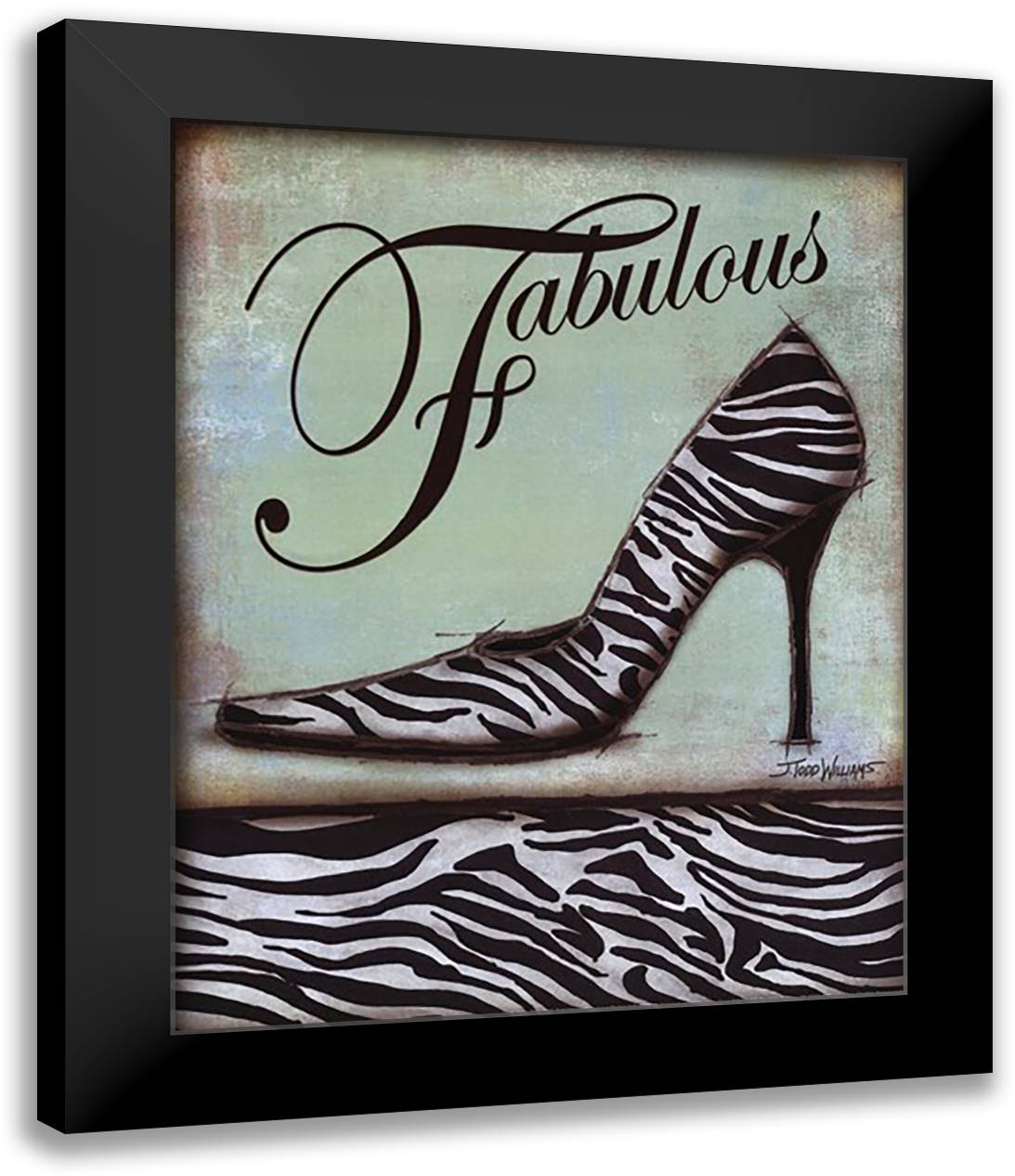 Zebra Shoe 15x18 Black Modern Wood Framed Art Print Poster by Williams, Todd