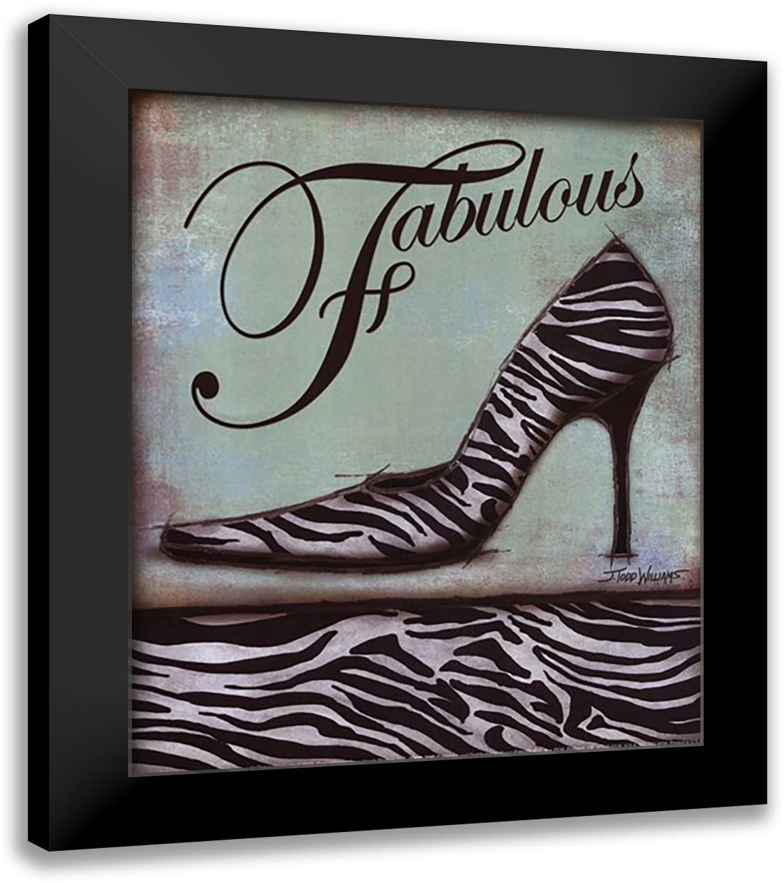 Zebra Shoe - mini 12x14 Black Modern Wood Framed Art Print Poster by Williams, Todd