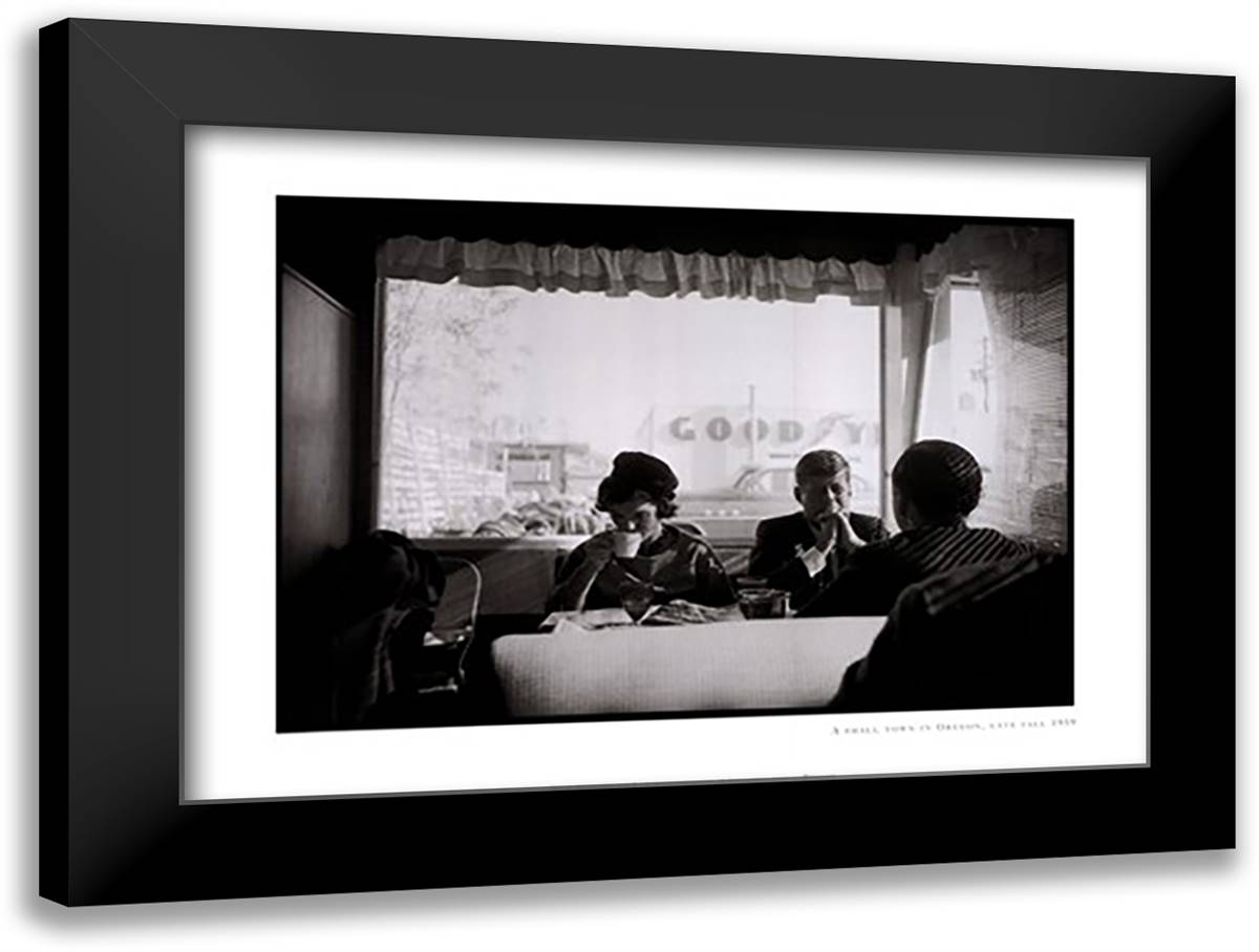 Small Town in Oregon Late Fall 1959 32x24 Black Modern Wood Framed Art Print Poster by Lowe, G.