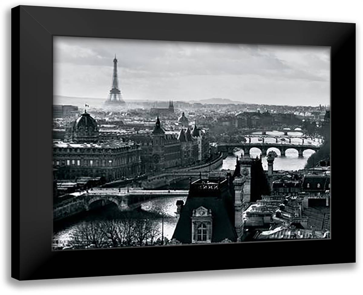 Paris Skyline 32x26 Black Modern Wood Framed Art Print Poster by Turnley, Peter