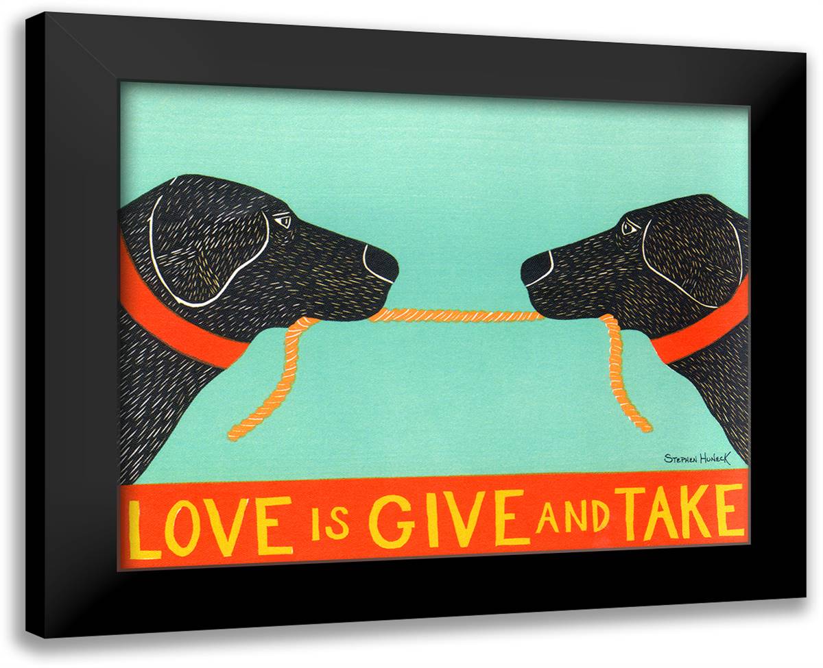 Love is Give & Take 32x26 Black Modern Wood Framed Art Print Poster by Huneck