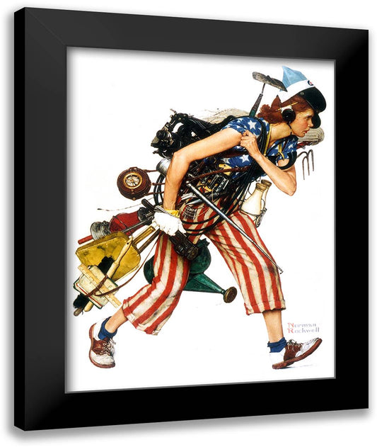 Rosie To The Rescue 25x28 Black Modern Wood Framed Art Print Poster by Rockwell, Norman