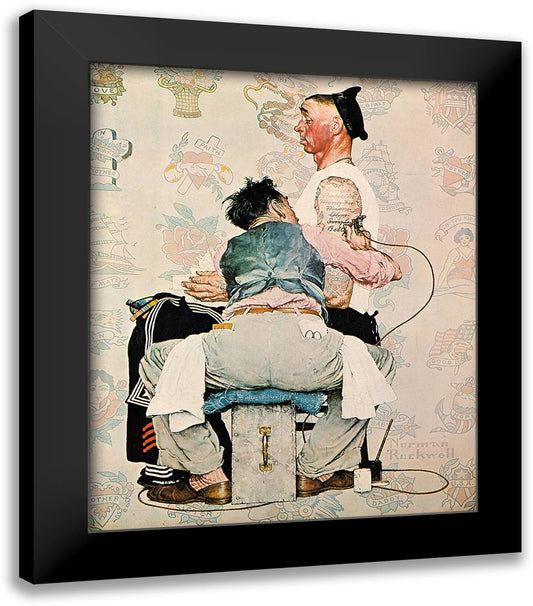 Tattoo Artist 20x22 Black Modern Wood Framed Art Print Poster by Rockwell, Norman
