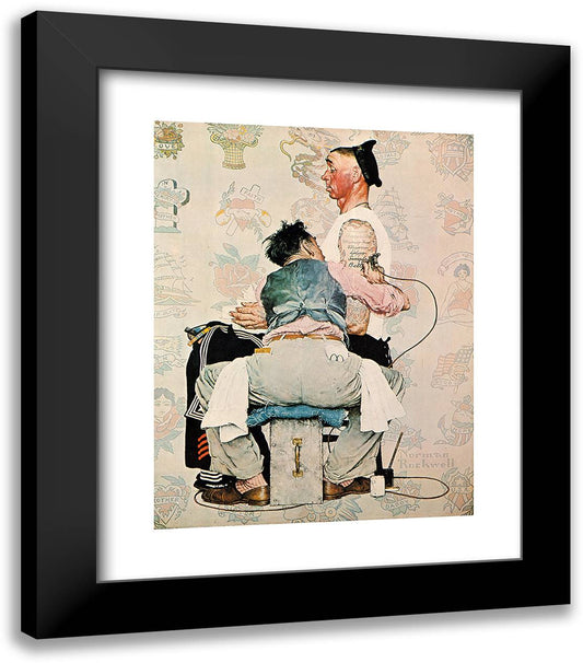 Tattoo Artist 20x24 Black Modern Wood Framed Art Print Poster by Rockwell, Norman