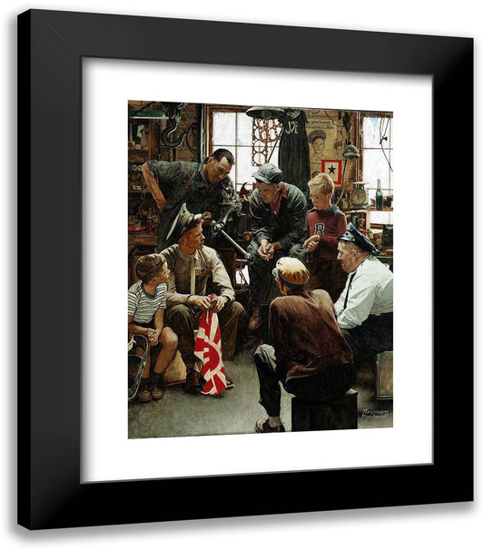 Homecoming Marine 23x24 Black Modern Wood Framed Art Print Poster by Rockwell, Norman
