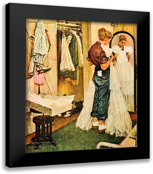 Prom Dress 20x20 Black Modern Wood Framed Art Print Poster by Rockwell, Norman