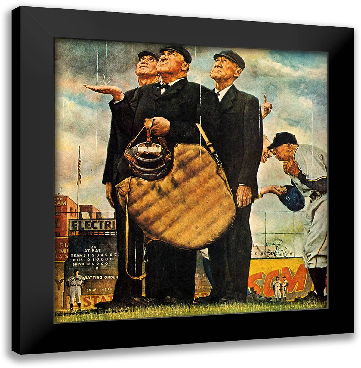 Three Umpires 20x20 Black Modern Wood Framed Art Print Poster by Rockwell, Norman